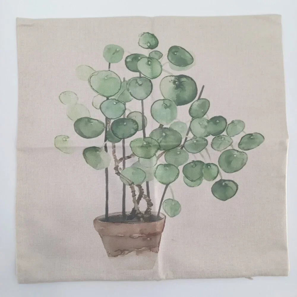 Decorative Farmhouse Green Plant Pillow Covers | Set of 6 | 18